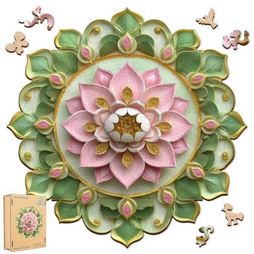 Pikoqunc Lotus Mandala Wooden Jigsaw Puzzle (200 Pieces)