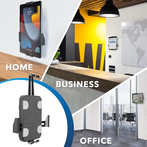 Image of Mount-It! Anti-Theft Tablet Wall Mount | Lockable, Adjustable Clamps for Tablets 7.9-11 Inches, Full Motion Tilt, Swivel, Rotation, VESA 75x75, Perfect for Retail, Office, Hotels, Black