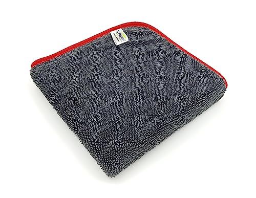 Image of SOFTSPUN Microfiber Cloth for Car - 600 GSM, 40X40cms, 1Pcs, Grey Twisted Loop Super Absorbent Towel - Edgeless Design with Plush Pile and Lint Free Cloth for Drying and Detailing.