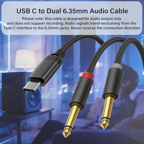 Cable USB C a doble Jack 6.35mm de audio 2 m miniatura 5