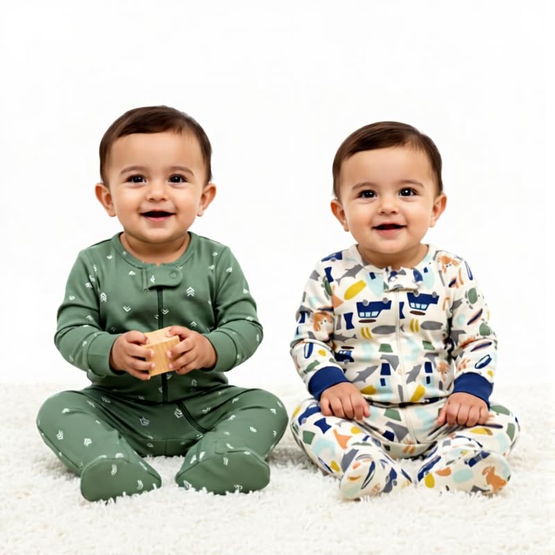 Image of Premium 2-Pack 100% Cotton Baby Boy Sleep N Play | Sleepsuit for Baby | Gentle on Skin