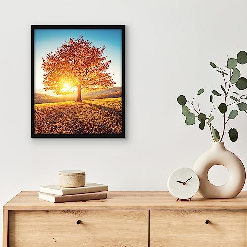 Americanflat 10x12 Picture Frame with Shatter-Resistant Glass - Streamline Collection - Thin Border Photo Frame for Tabletop and Wall Display - Hanging Hardware and Easel Stand Included - Black