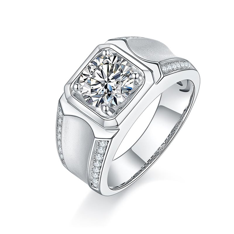 14K Gold 2 Carat Diamond Men's Wedding Rings, Diamond Rings for Men D-color VVS2,Father's Day Present for the Father