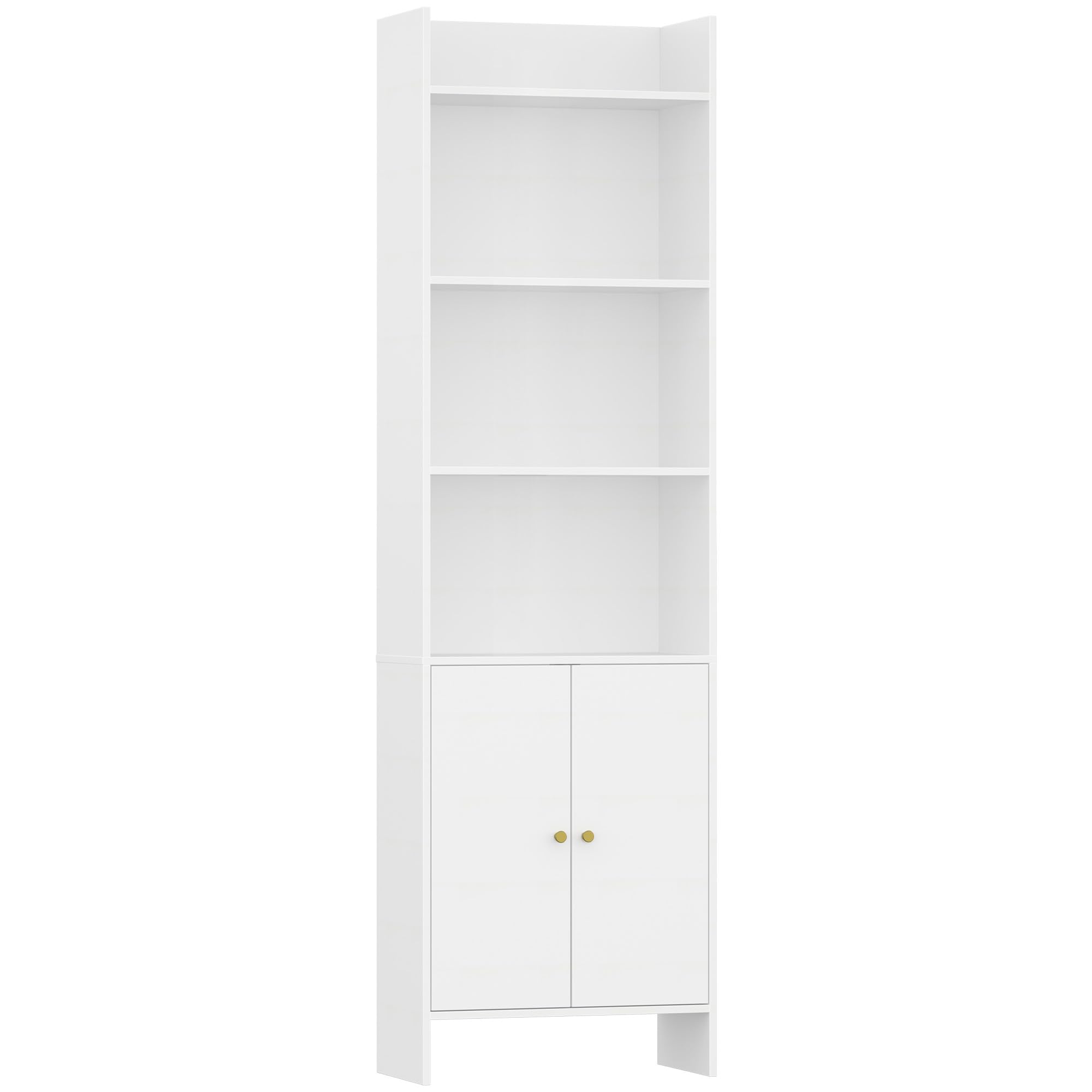 Hzuaneri Librería de 2 Puertas, Estantería de 6 Niveles, Amplio Armario, Estantería de Almacenamiento para Salón y Oficina en casa, 24 x 48 x 169,2 cm, Blanco, BC62003X