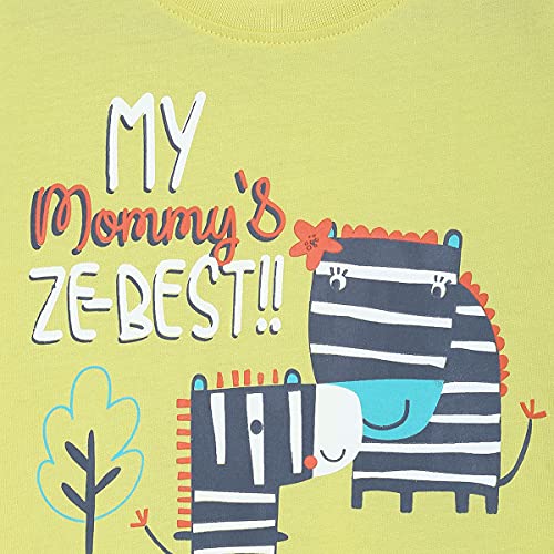 Image of miniklub Boys Yellow & Navy Blue Printed Round Neck T-Shirt
