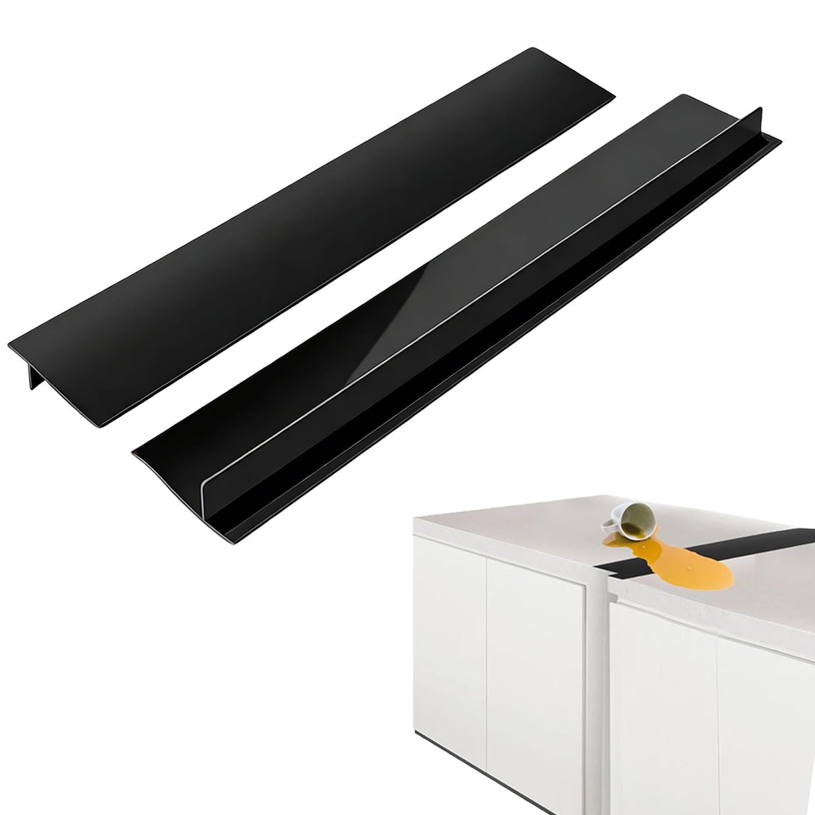 2 Pack Silicone Stove Gap Covers, 21 inch Heat Resistant Cooker Gap Filler, Anti-Stain Cooker Gap Cover for Oven, Stovetop and Kitchen Appliances Countertop (Black)