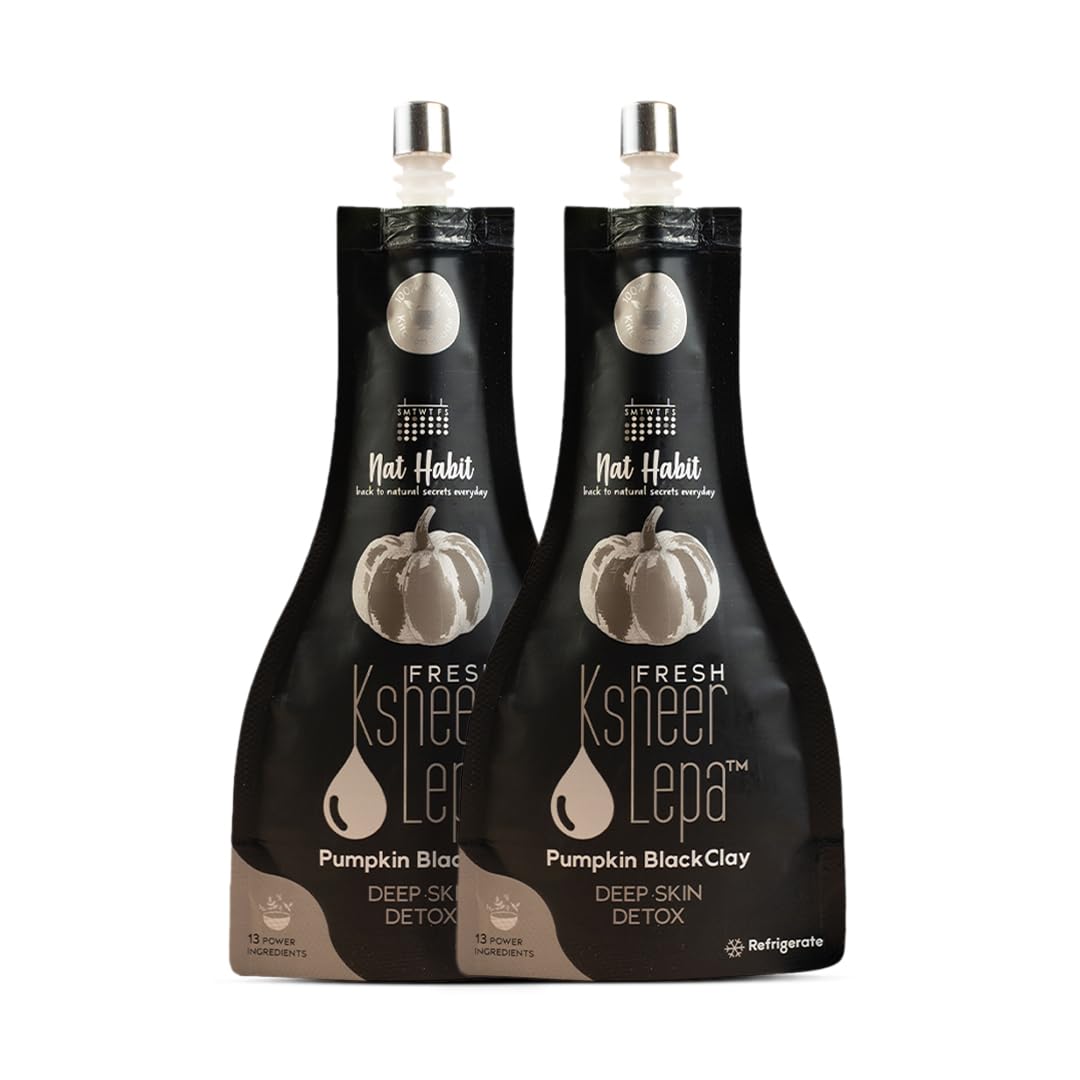 Nat Habit - Back To Natural Secrets Everyday Fresh Pumpkin Clay Face Pack, Ksheer Lepa For Deep Skin Cleansing & Removes Dirt (40gm Each) Pack of 2