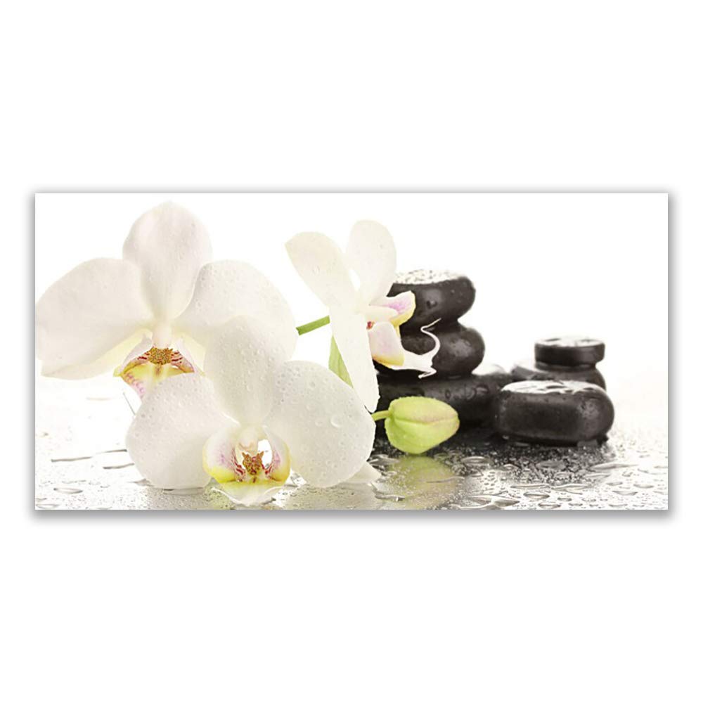 Tableau moderne design de fleurs et pierres imprimées sur verre