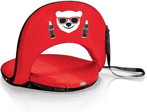 Picnic TIME - Asiento de estadio Coca-Cola Heart and Emoji Oniva, asiento reclinable con soporte de respaldo, asiento de playa, (rojo)