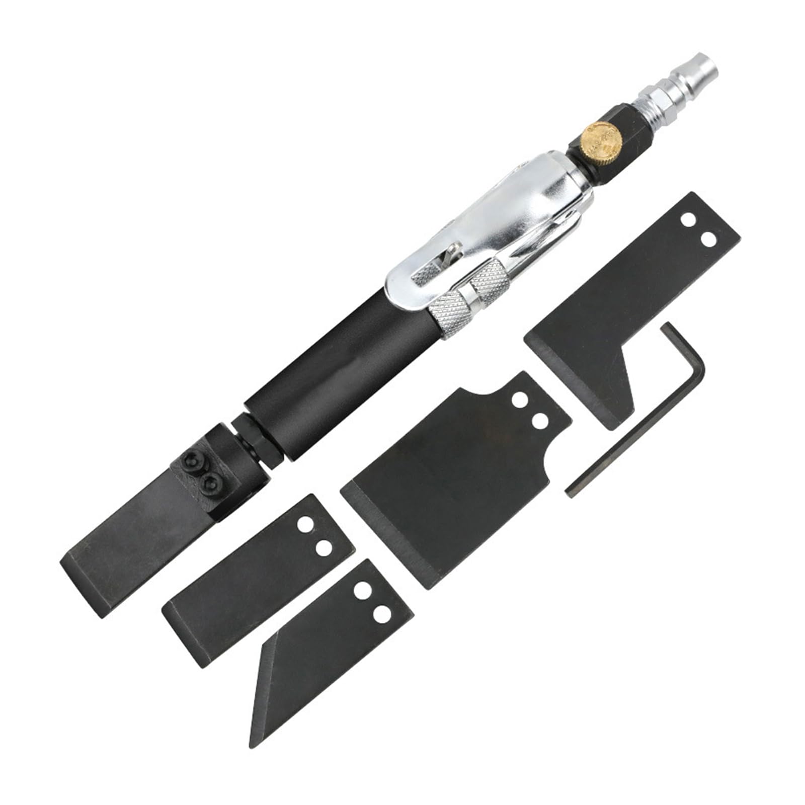 Gertrude 3500 RPM Juego De Rascadores Neumáticos, Mini Cuchilla Neumática, Cincel, Herramienta Industrial para Soldadura, Desbarbado Y Eliminación De Óxido, Cincel Neumático Black,1