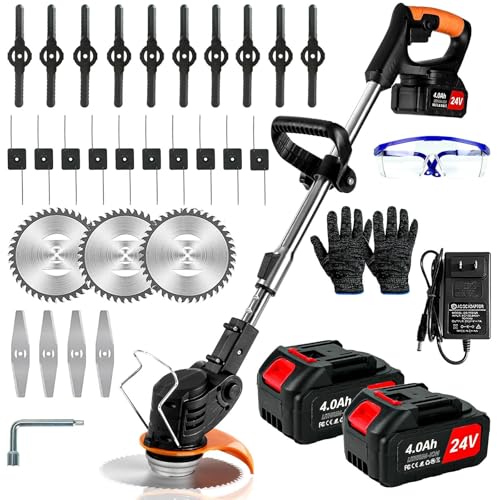 Weed Wacker Cordless: 21V Cordless Weed Eater and Edger Battery Powered, 2 in 1 Lawn Tool with 12