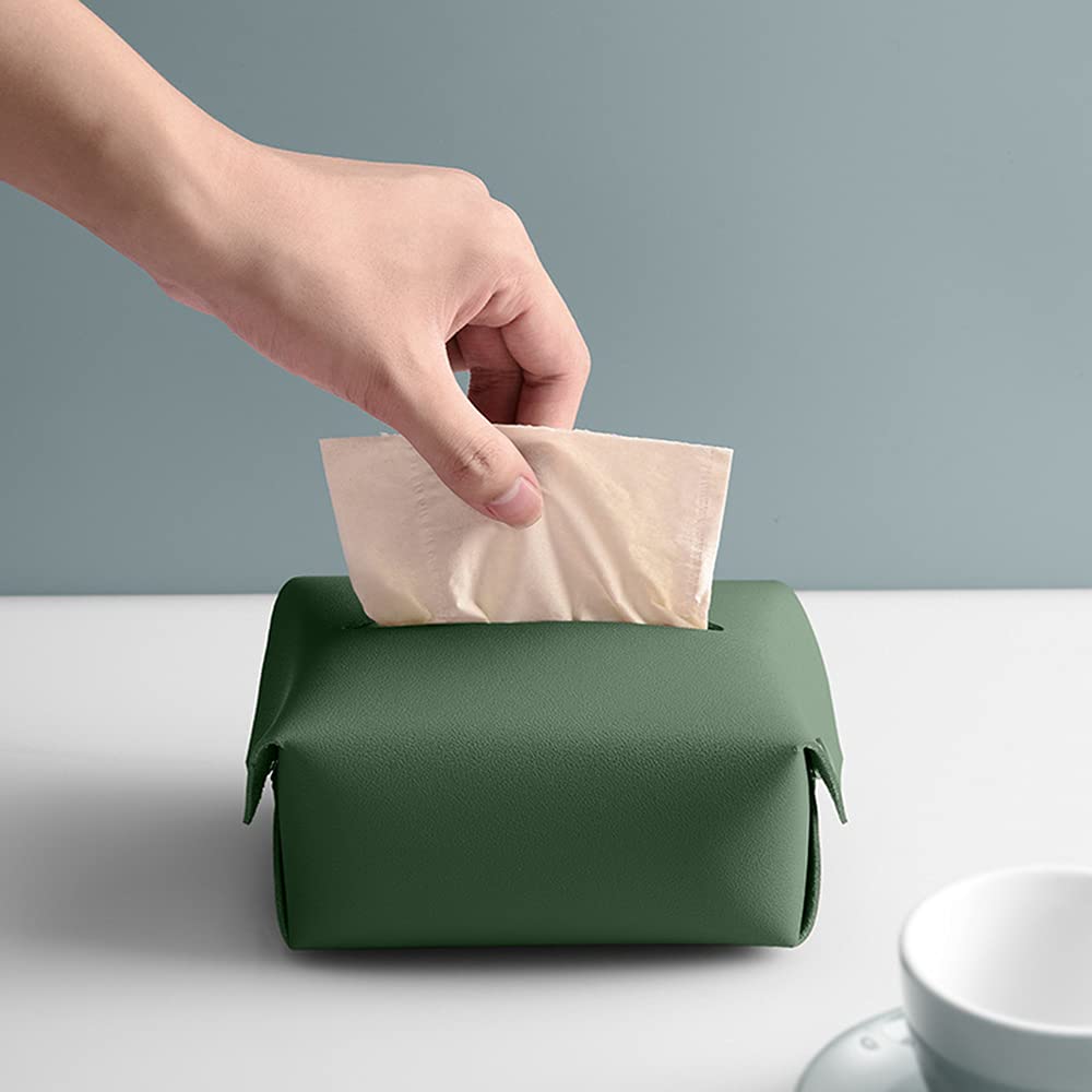 Boîte à Mouchoirs En Simili Cuir PU - Organisateur élégant Gris Pour Salon, Bureau Ou Salle De Bain (~20x12x12.5 Cm)
