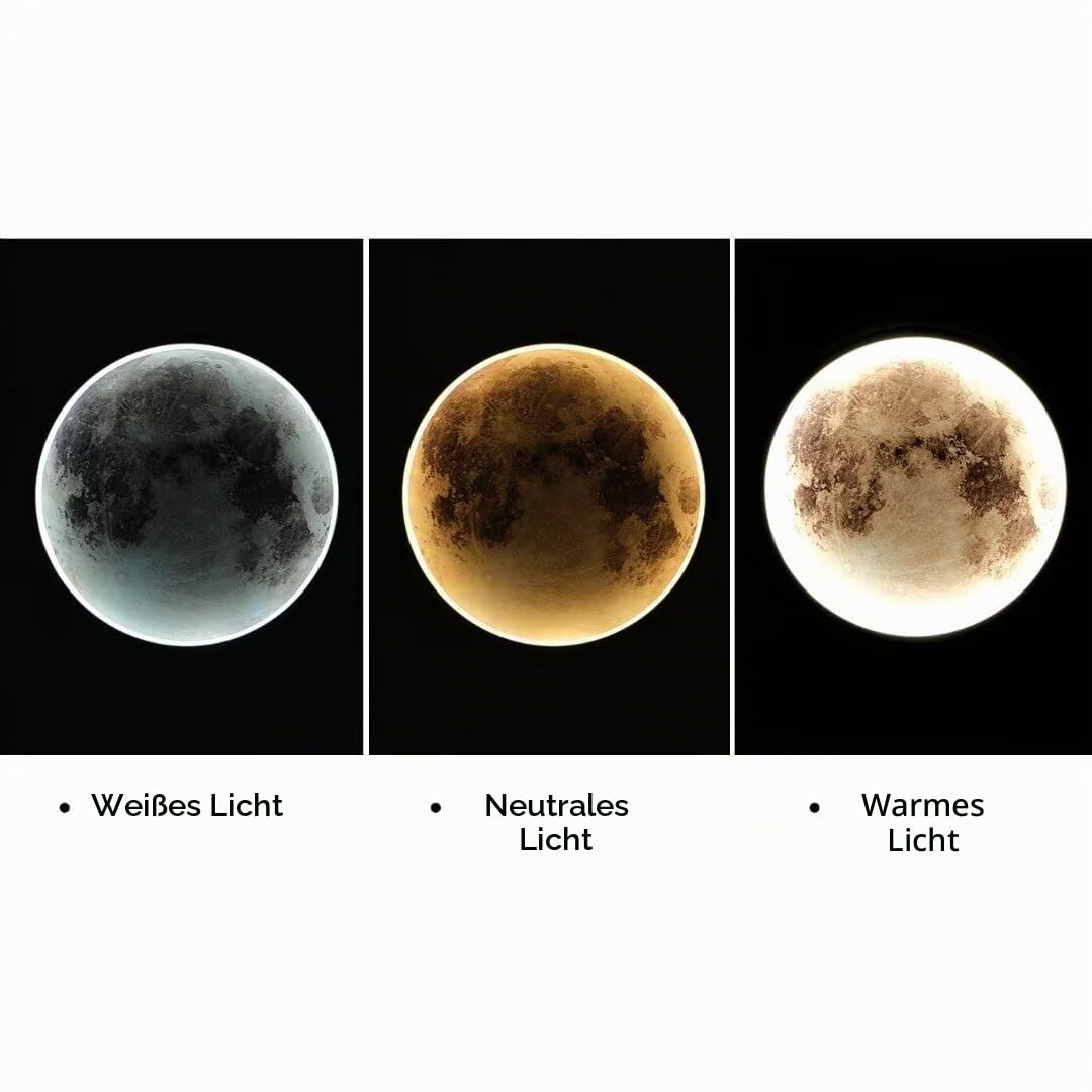 Simulation Mond LED Wandbeleuchtung Luxus Nachttischlampe Dekoration Hintergrund Wandlampe für Korridor Eingang Schlafzimmer Wohnzimmer, 30CM/11.9''
