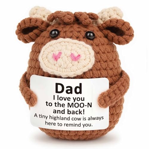 Gleevara Gifts for Dad, Dad Christmas Birthday Gifts from Daughter Son, Handmade Crochet Cute Calf Birthday Presents for Daddy, Unique Daddy Gift Idea