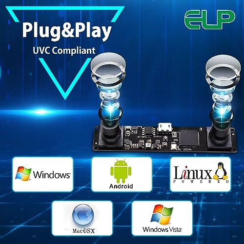 Image of ELP Dual Lens USB Camera Module for Computer - Mini UVC USB2.0 Lightburn High Speed 960P 60fps Laser Engraver Industrial Binocular PC Camera
