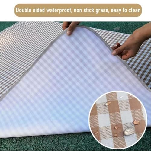 Image of Beach Blanket Outdoor Picnic Blankets Mat 80 inchx60 inch Extra Large Waterproof Sand Proof Camping Blanket Lightweight Folding Portable Travel Blanket for Family Park Beach Grass(Brown)