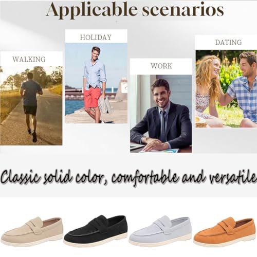 Mens Suede Loafers, Slip-On Moccasins Suede Dress Shoes, Casual Men's Driving Moccasins Penny Loafers Slip On Shoes4