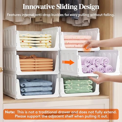 Image of Lifewit 20 Pack Stackable Closet Organizers and Storage Basket for Clothes, Plastic Sweater Storage Bins for Wardrobe, Stacking Clothing Containers for RV, Pantry, Shelf, Kitchen, Dorm, 14 inch Depth