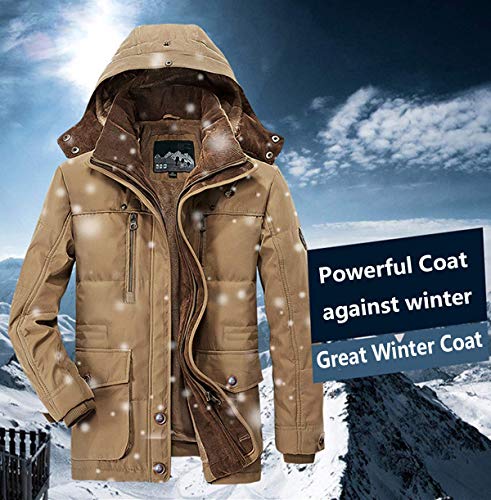 Image of PRIJOUHE Men's Winter Coats Down Jackets Outerwear Long Cotton Coat Men Thick Warm Fur Jacket Coat Overcoat