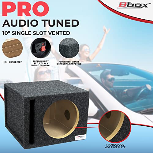 Bbox Pro-Tuned 10” Single Vented Subwoofer Carpeted Enclosure - Subwoofer Box Improves Audio Quality, Sound & Bass #TOP4