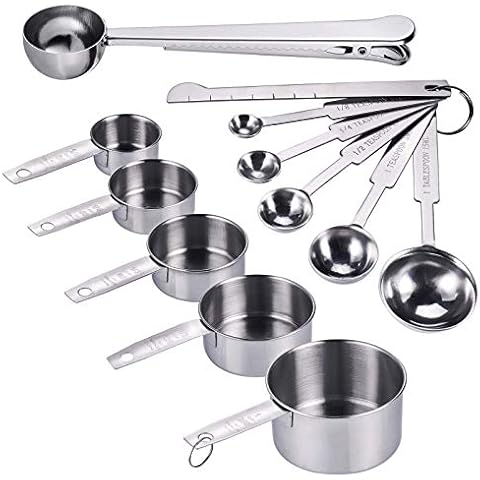 JIZZU 12Pcs Metal Measuring Spoons and Cups Set Cover