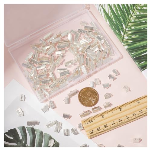 SUNNYCLUE 1 Box 300Pcs Ribbon Ends Ribbon End Clasps Ribbon Clasps Pinch Cord End Clasps Fastener Clasp Ribbon Clamp End Clamp Cord Ends for Jewellery Making Accessories DIY Bracelet Leather Bookmark - Image 3