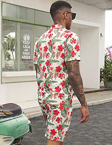 Daupanzees Men's 2 Pieces Shirt Set Short Sleeve Fashion Summer Tracksuits Casual Set3