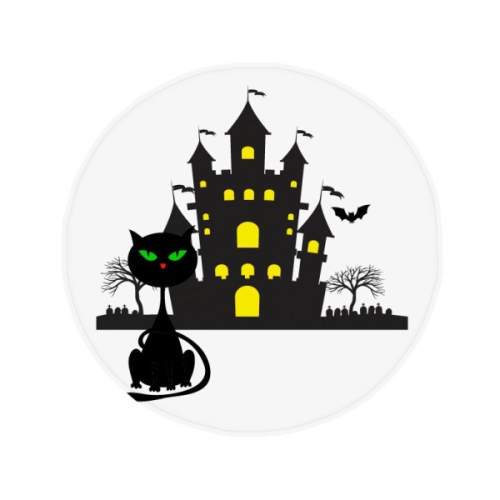 Tapis de bain rond chat d'halloween 50cm lavable et tapis de cuisine