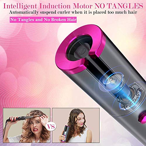 Image of Cordless Automatic Hair Curler, Auto Curling Iron with 6 Adjustable Temperature, Rechargeable Rotating Ceramic Hair Curler Fast Heating for Hair Styling Anywhere Anytime(Wh-03)