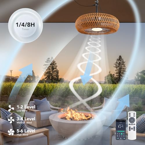 Image of 23.6 inch Outdoor Ceiling Fans with Lights for Patios, Waterproof Plug in Ceiling Fan with Remote, 3CCT Dimmable, Reversible, Gazebo Fan with Hanging Hook for Canopy,Pergola,Porch