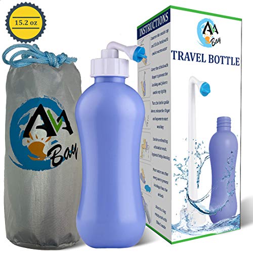AVAbay Travel Bottle Peri Bidet-15.2oz Portable Toilet-Extended Nozzle Kit w/Discreet Storage Bag-Personal Post