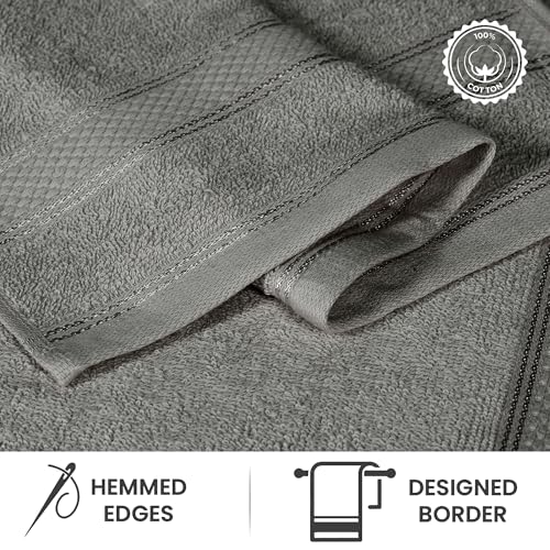 Image of Casa Lino Face Towels & Body Wash Cloths for Showering - 100% Cotton Wash Cloths for Bathroom - Highly Absorbent & Quick Drying Washcloth Set - Cotton Washcloths 24 Pack (12 inch x 12 inch) - (Silver Grey)