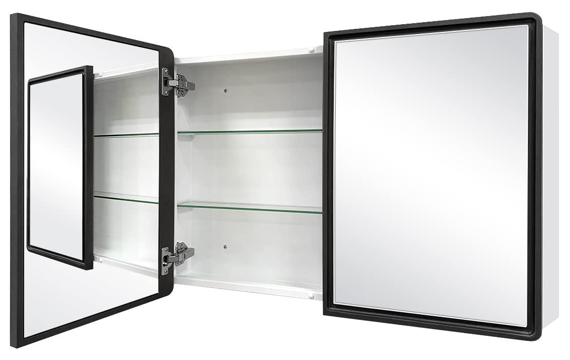 FOMAYKO Bathroom Mirror 22"(H) x 30"(W) Black Wood Framed Metal