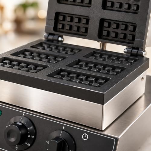 Image of 6 PCS Biscuit Waffle Machine, Commercial Electric Biscuit Baker, Non-Stick Waffle Biscuit Maker for Cafe Bakery Restaurant