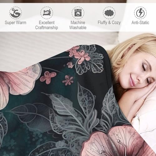 Couverture polaire ultra douce fleurs vertes cadeau confort maison - 4
