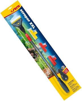 sera scraper XXL 23.6-35.4 in. (60-90 cm) | Aquarium Glass Cleaner Set with 3 Interchangeable Tools | Stainless Steel Blade for Glass, Plastic Blade for Acrylic, Sponge for Gentle Cleaning