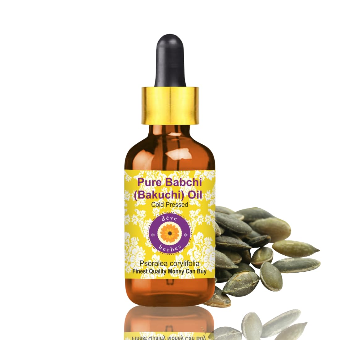 Pure Babchi (Bakuchi) Oil (Psoralea corylifolia) with Glass Dropper | Cold Pressed | Natural | Undiluted | For Diluting Essential Oils | For Skin & Massage | Men & Women | 50ml