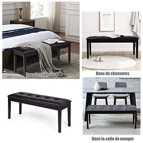 RELAX4LIFE Banquette Tabouret Piano en Bois 2 Places, Banquette Coussin en Cuir PU, Tabouret de Coiffeuse avec 4 Jambes en Caoutchouc, Gris/Brun (Style 3, Brun) - Les Beatles, Paul McCartney, John Lennon, RIngo Starr, George Harrison RELAX4LIFE Banquette Tabouret Piano en Bois 2 Places, Banquette Coussin en Cuir PU, Tabouret de Coiffeuse avec 4 Jambes en Caoutchouc, Gris/Brun (Style 3, Brun) – Image 5