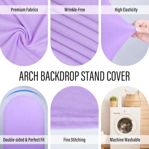 LEBENGURU Upgraded 6FT Open Arch Backdrop Cover, Purple Spandex Fitted Round Top Wedding Arches, Double-Sided U-Shaped Arch Chiara Stand Covers for Birthday Party Baby Shower Banquet Balloon Décor by LEBENGURU - Image 3