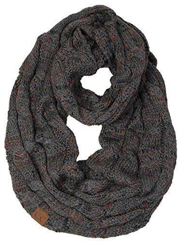 Funky Junque Infinity Scarf for Women – Oversized Wrap, Chunky Layer, Colorful Sweater Accessory, Winter Styles, Fall Fashion, Cozy Cold-Weather Essentials - Confetti Charcoal