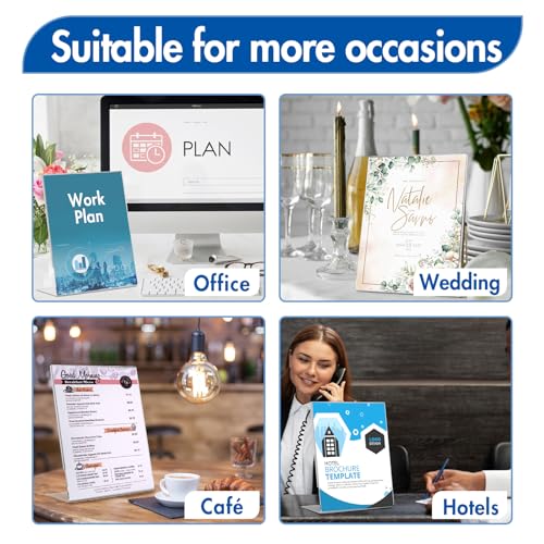 Aheroi 12 PCS Acrylic Sign Display Stands - 8.5 x 11, Clear Plastic Sign Holders for Paper Displays, Home Office Supplies - Image 8