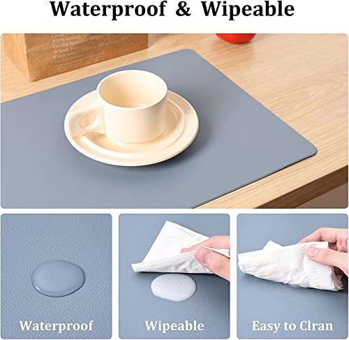 Akoatail Blue Placemats Set Of 4 Washable,Wipeable Faux Leather Place Mats And Coasters, Waterproof Non-Slip Heat Resistant Pu Dining Table Mats（11.8X17In） #TOP1