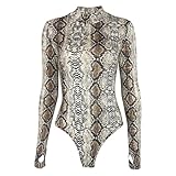 KKXXYQFC Y2K Spring Women's Retro Slim Long Sleeve Snake Print Long Sleeve Onepiece Harajuku Bodysuit Top