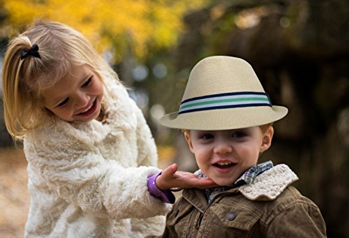PEAK 2 PEAK Unisex Kids Straw Trilby Fedora Cap Felt Fedora Hat Short Brim Sunhat3