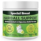 Special Breed Hairball Support for Cats - 10 Super Ingredients for Hairball Relief, Digestive Support & Healthy Skin - No Fillers - Psyllium, Pumpkin, Omega-3s & More - 720 Scoops