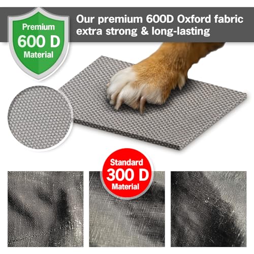 PET VIOLET Hundekissen große Hunde 110x90 cm - Robustes Oxford 600D Material, wasserabweisend, XXL Hundebett 10 cm Höhe, Wendekissen Outdoor geeignet - Grau