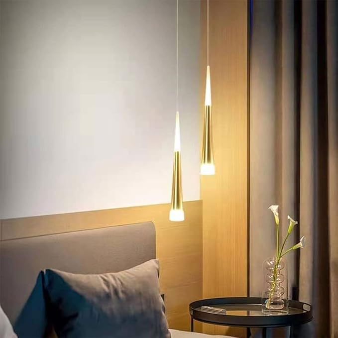 AAOTE Hanglamp met lange buis, hanglamp met metalen kegel met hangende lampen in acryl kap, moderne 5W plafondeilandverlichting, kroonluchters in de bar-eetkamer photo 2