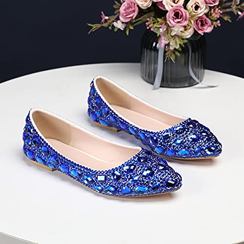 Minishion Wedding Shoes for Women Flats Comfortable Rhinestone Slip on Pumps Shoes3