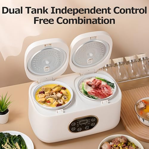 2L+2l Double Inner Tank Electric Rice Cooker, Double Slow Cooker with Precise Dual-sense Temperature Control & Intelligent Touch Screen, 12H Appointment for Home Cooking - Image 2