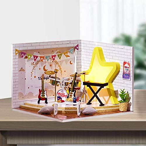 FLYTYSD Puppenhaus Miniatur Puppenhaus Kit DIY Holz Puppenhauszubehör Mit Möbel Set Spielzeug Plus Staubschutz Cover… – Bild 7